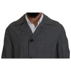 Trenchcoat Gris à Carreaux, Style Élégant