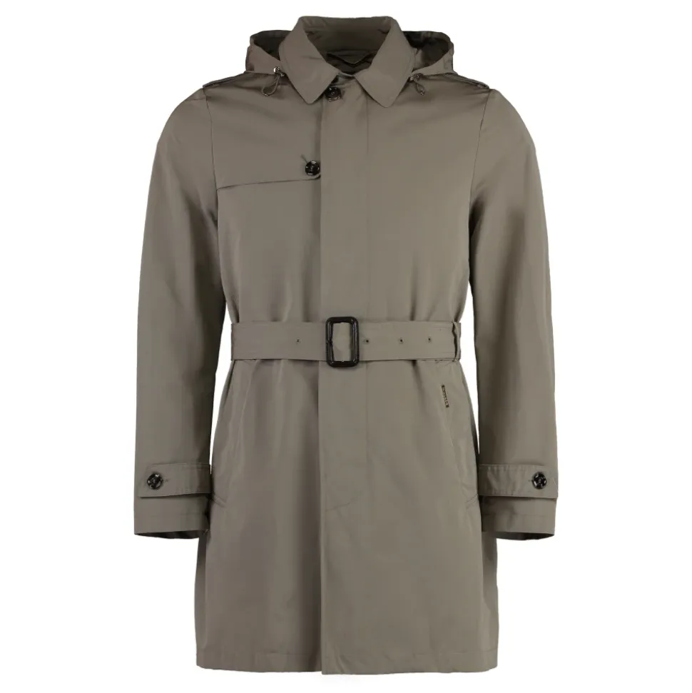 Trench en Coton avec Capuche Amovible
