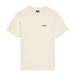 T-shirt Beige en Coton avec Patch Logo