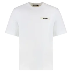 T-shirt en coton à col rond, col côtelé