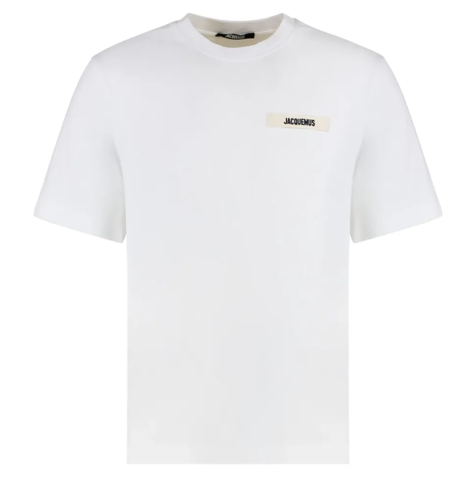 T-shirt en coton à col rond, col côtelé