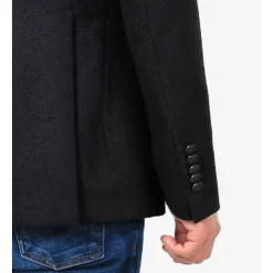 Veste Bleue en Laine avec Revers Cranté