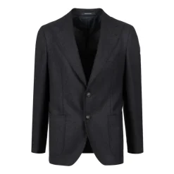 Veste Bleue en Laine avec Revers Cranté
