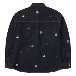 Veste chemise en jean coupe droite avec broderies intégrales