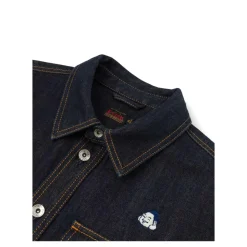 Veste chemise en jean coupe droite avec broderies intégrales