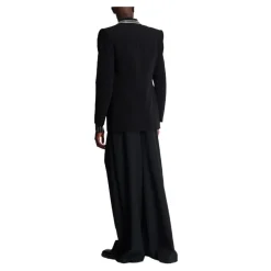 Veste croisée en crêpe à 1 bouton ornée de cristaux