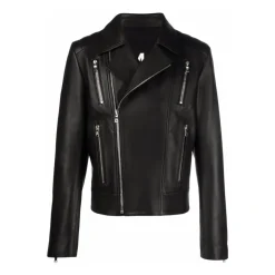 Veste de motard zippée en cuir