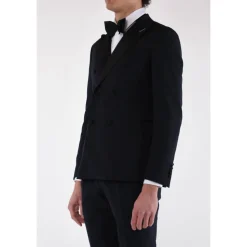Veste de smoking à double boutonnage avec revers en satin