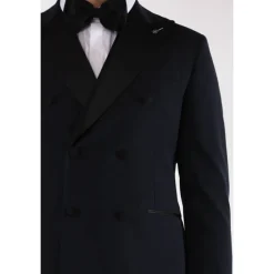 Veste de smoking à double boutonnage avec revers en satin