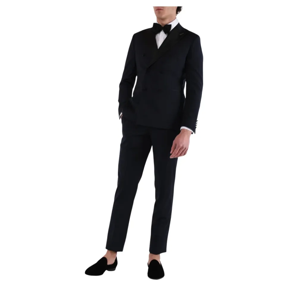 Veste de smoking à double boutonnage avec revers en satin