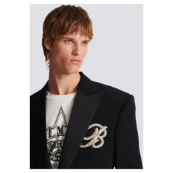 Veste en crêpe à 1 bouton avec cristaux