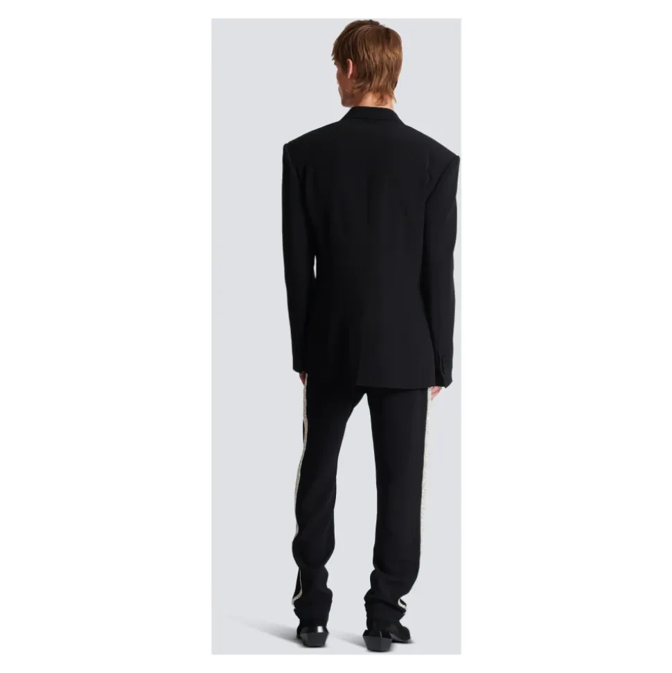 Veste en crêpe à 1 bouton avec cristaux