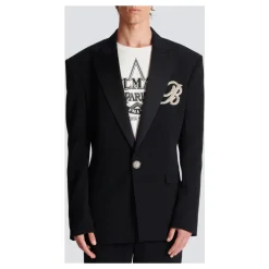Veste en crêpe à 1 bouton avec cristaux