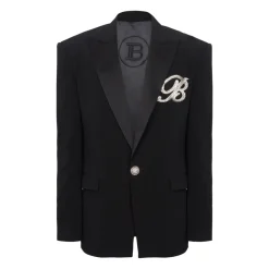 Veste en crêpe à 1 bouton avec cristaux