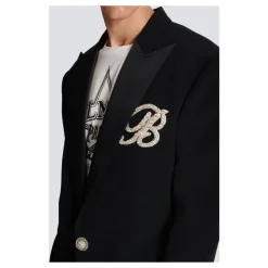 Veste en crêpe à 1 bouton avec cristaux
