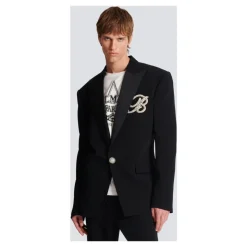 Veste en crêpe à 1 bouton avec cristaux