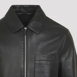Veste en cuir avec col en peau de mouton retournée