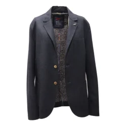 Veste en mélange de laine stretch bleu marine