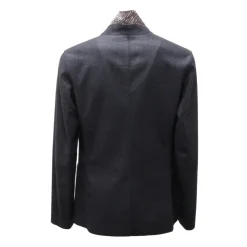 Veste en mélange de laine stretch bleu marine