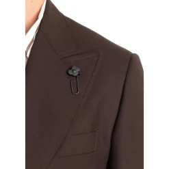 Veste Marron Maxi Revers Mono Bouton