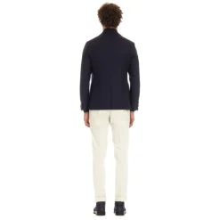 Veste tissée bleue avec revers miroir