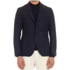 Veste tissée bleue avec revers miroir