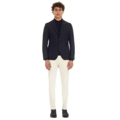 Veste tissée bleue avec revers miroir