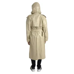 Veste Trench Coat en Cuir Beige