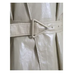 Veste Trench Coat en Cuir Beige