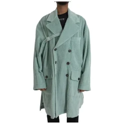 Veste Trench Coat en Velours Bleu