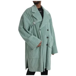 Veste Trench Coat en Velours Bleu