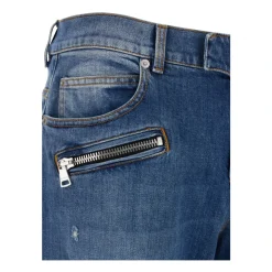 Vintage Blue Biker Denim Pantalon