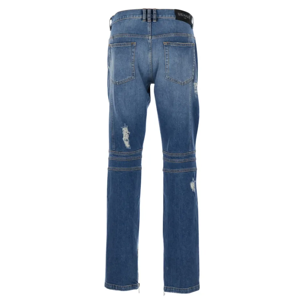 Vintage Blue Biker Denim Pantalon