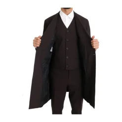Wool Stretch Long 3 Piece Suit